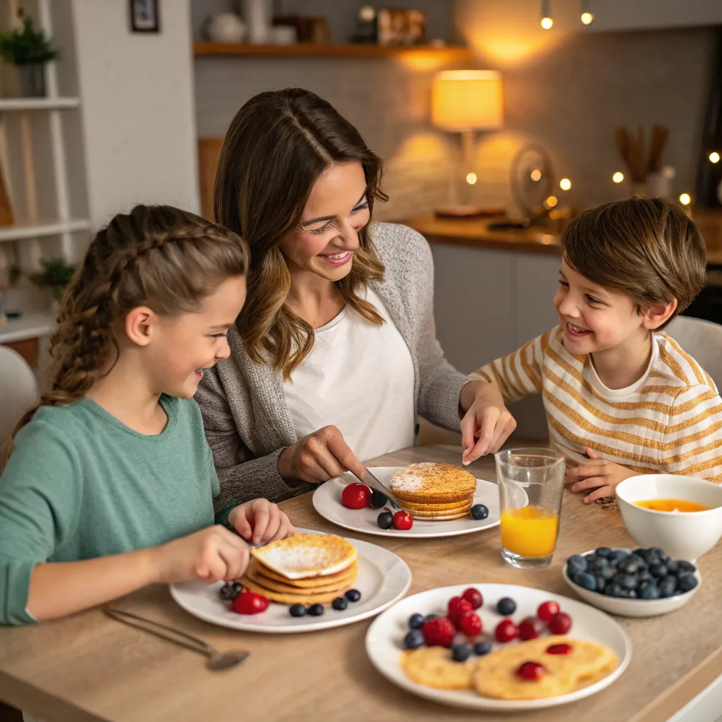 Family enjoying breakfast together