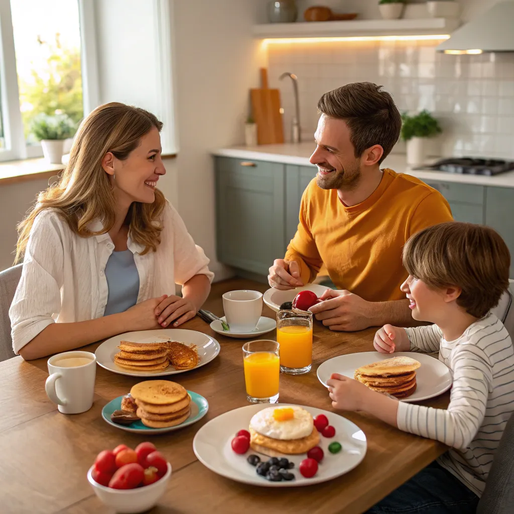 Family enjoying breakfast